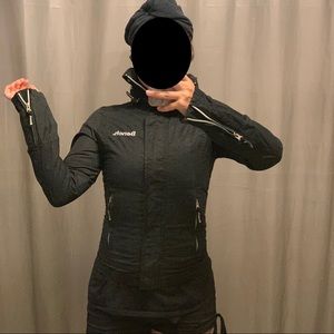 BENCH Xsmall black geometric pattern BBQ jacket with stowaway hood